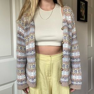 LL Bean Pastel Grandma Cardigan Sweater